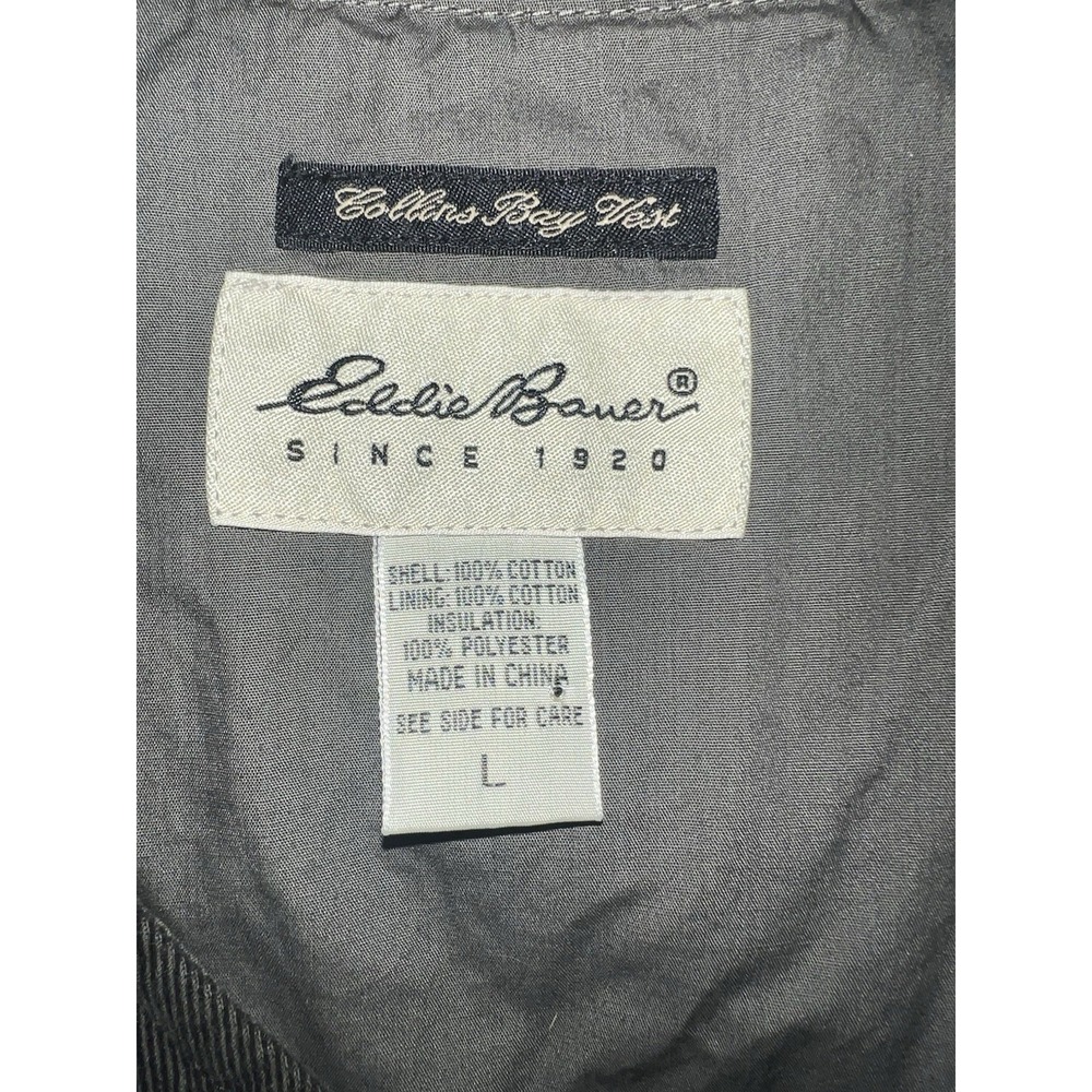 Vtg Y2K Eddie Bauer Collins Bay Vest Large Green Corduroy Quilted Lined Zip‎ L - Picture 3 of 3